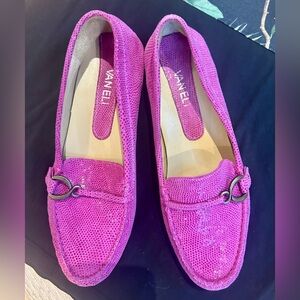 VANELI Blue Leather/Suede Color Bright Pink Driving Moccasin Size 8.5